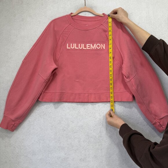 Lululemon Sweatshirt Womens XS/S Pink Scuba Oversized Crew Cropped Logo Pullover - Picture 2 of 7